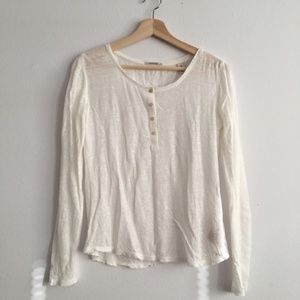 Scotch & Soda White Linen Long Sleeve Top